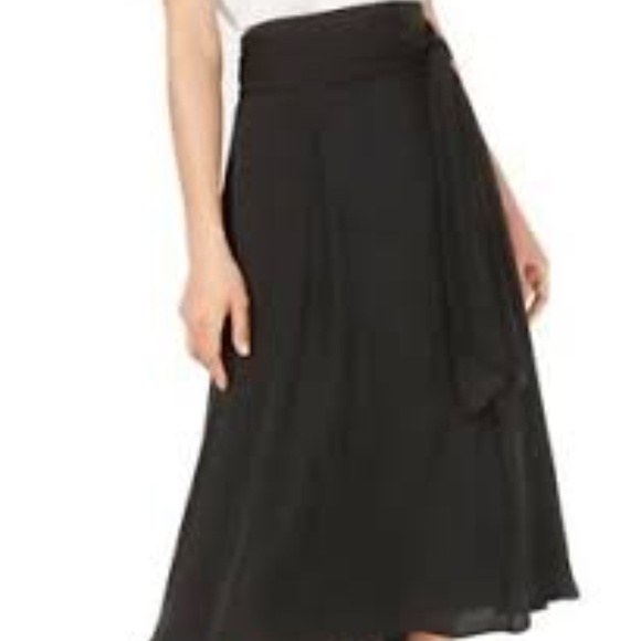 Alfani Satin Smocked Tie Waist Midi Skirt